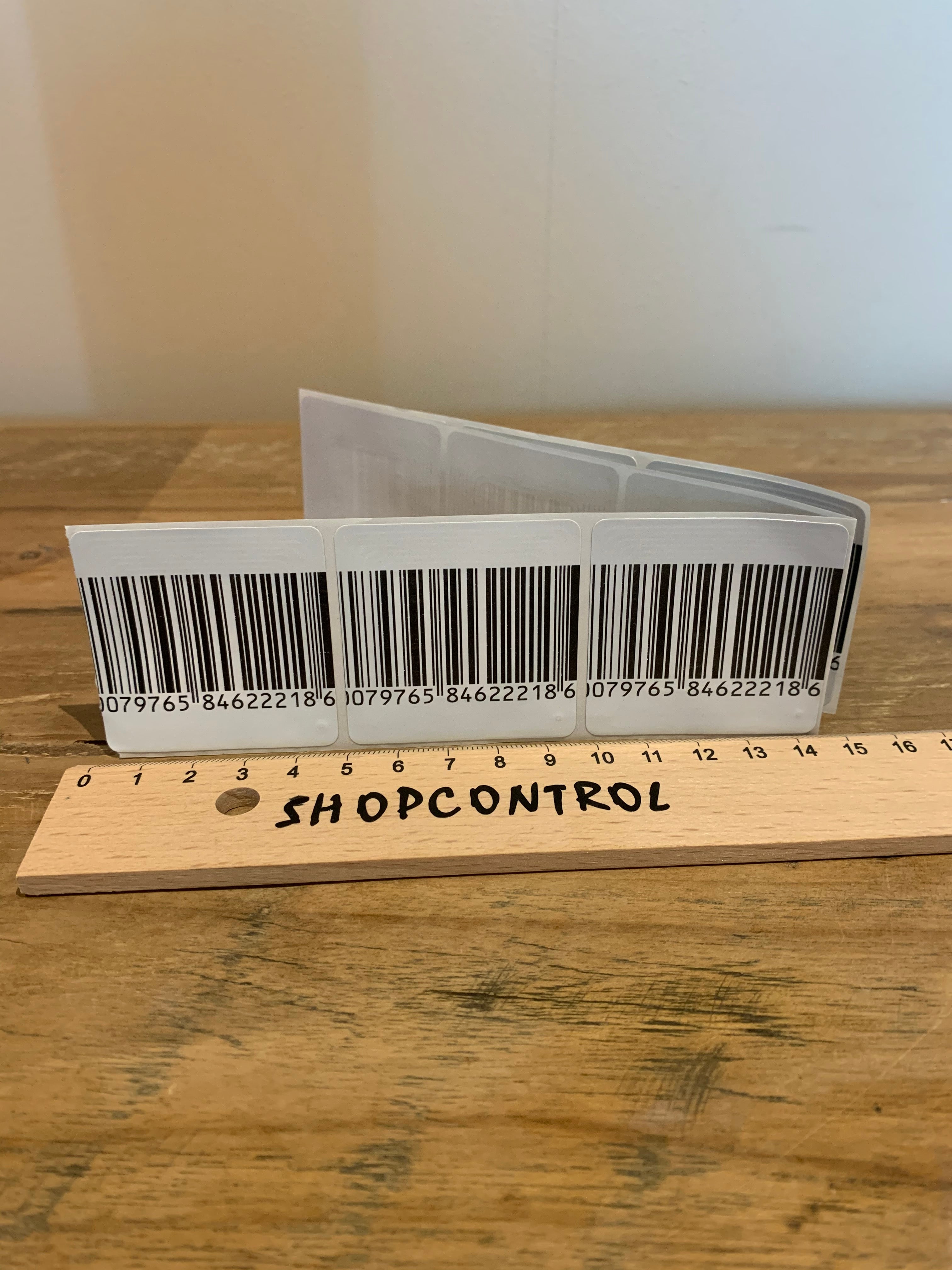 Beveiligingsstickers 5cm x 5cm BARCODE RF - 1000st/rol