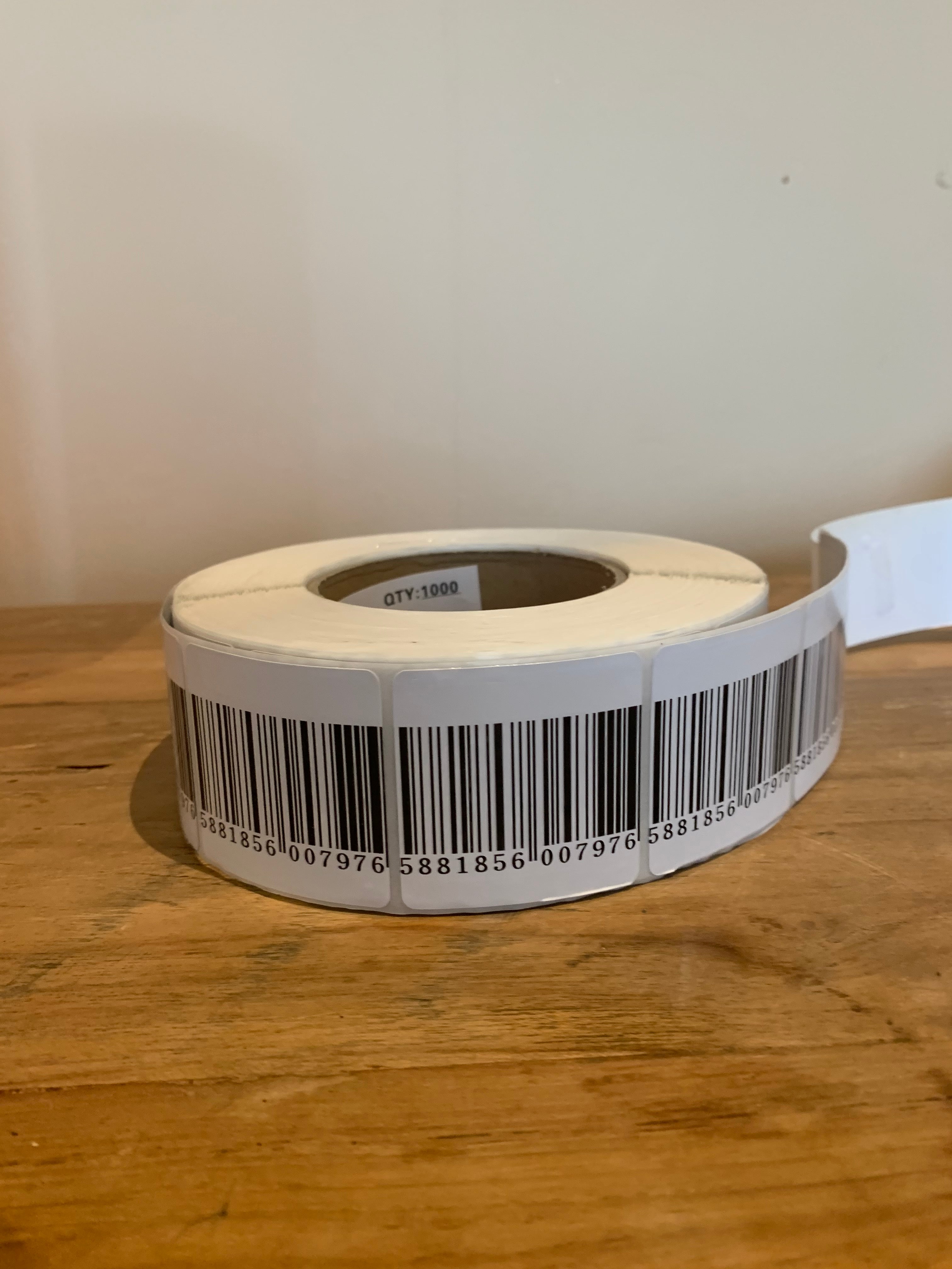 Beveiligingsstickers 5cm x 5cm BARCODE RF - 1000st/rol