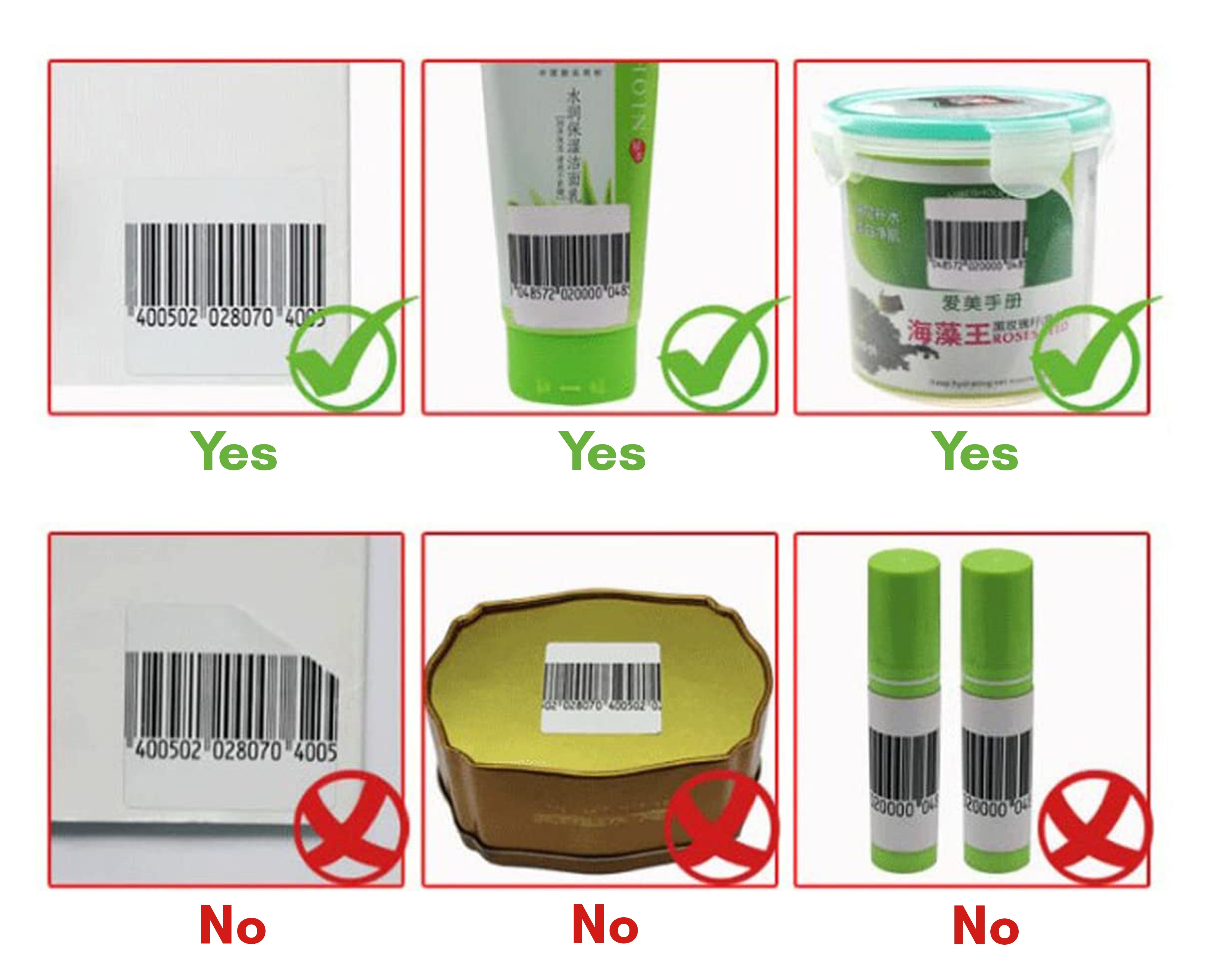 Beveiligingsstickers 4cm x 4 cm barcode RF - 1000st/rol