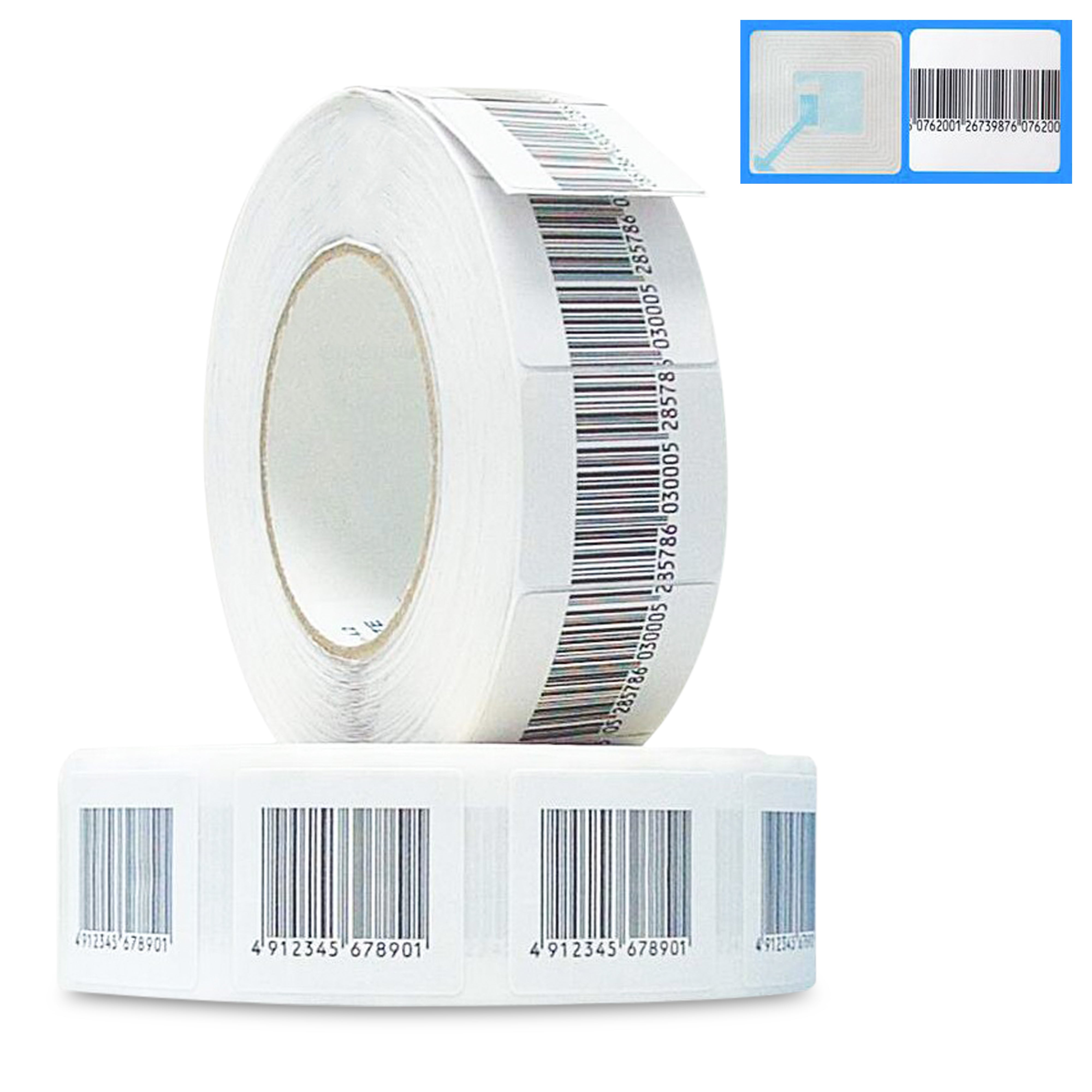 Beveiligingsstickers 4cm x 4 cm barcode RF - 1000st/rol